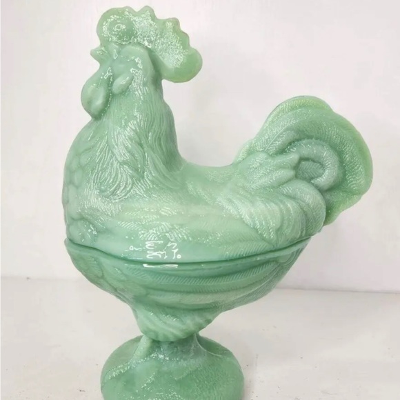 jadeite Dining Jadeite Footed Rooster Glass Dish Poshmark